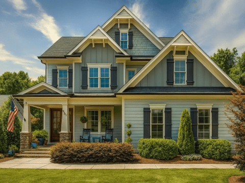 Traditional 2.5-Story House Plan with Vaulted Ceilings and CAD Blueprints