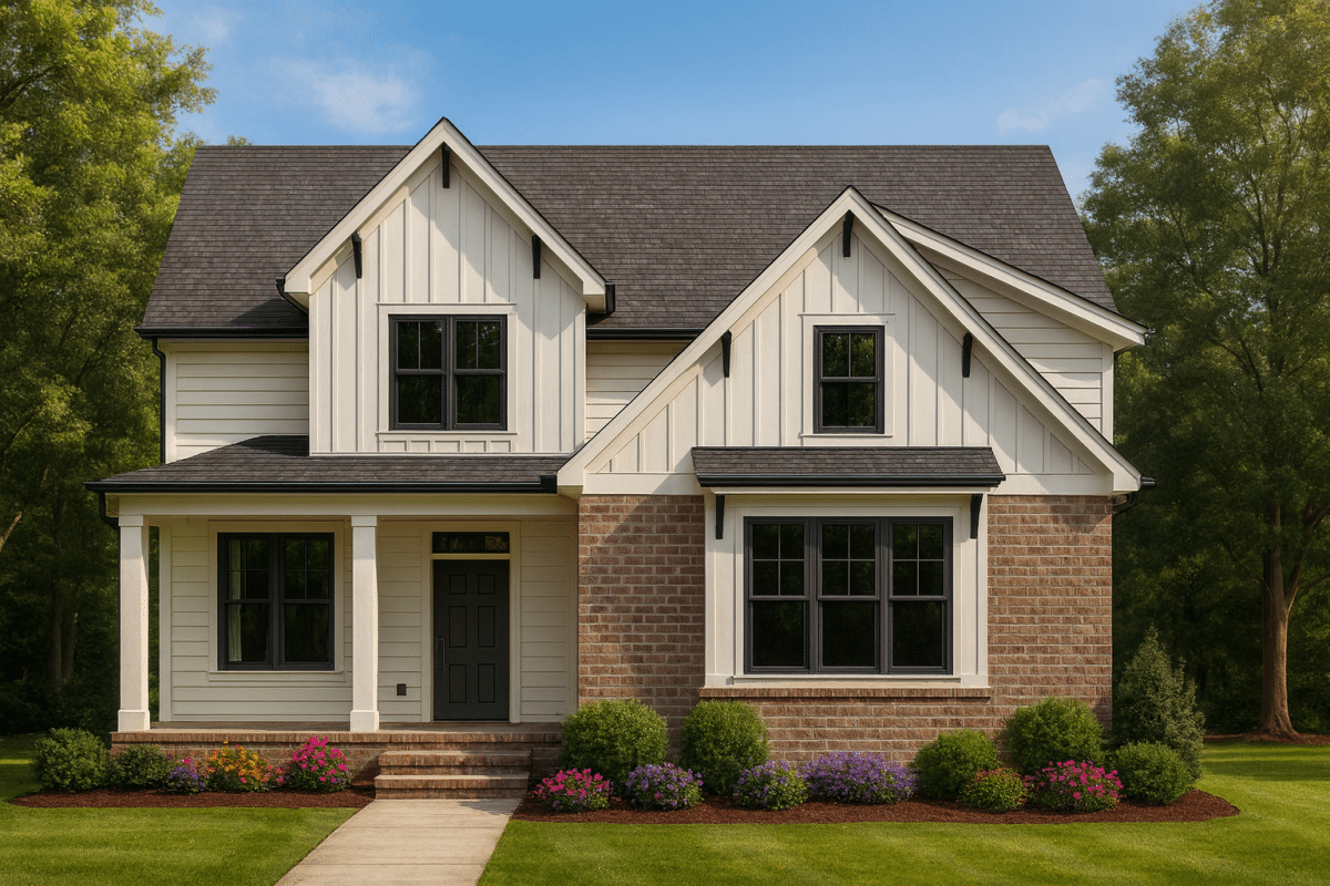 Traditional Craftsman Home Plan with 2-Story Floor Design