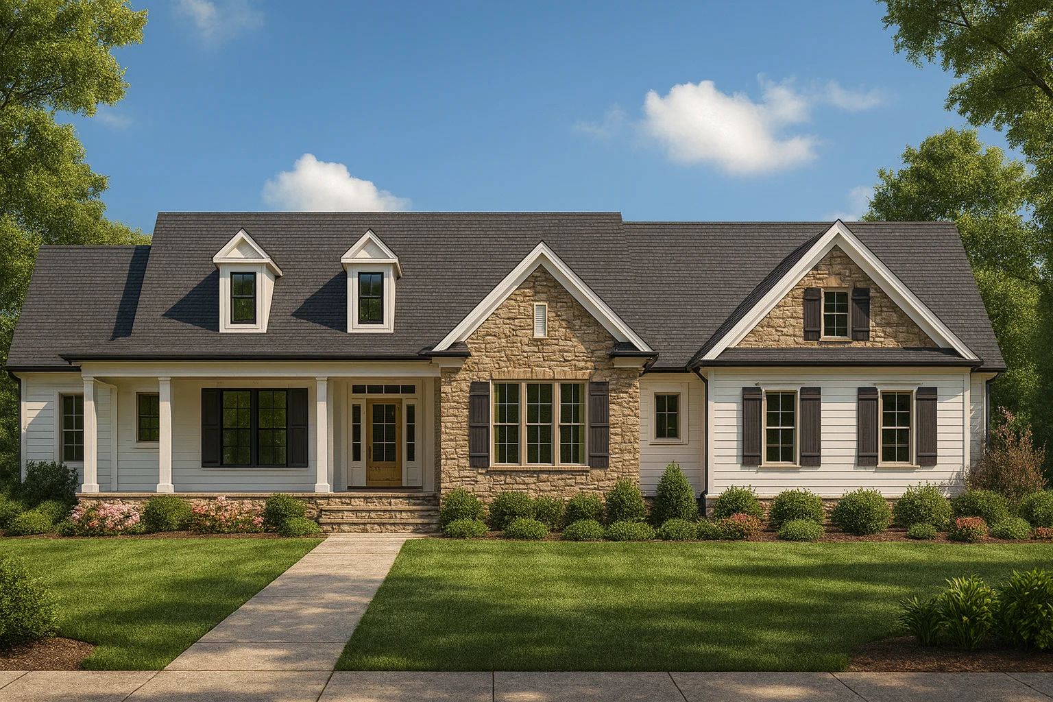 Traditional Craftsman House Plan with 1.5 Floors and Spacious Design