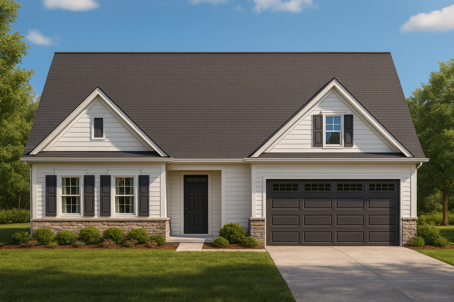 Traditional Home Plan with 3 Bedrooms, 2-Car Garage & CAD Designs