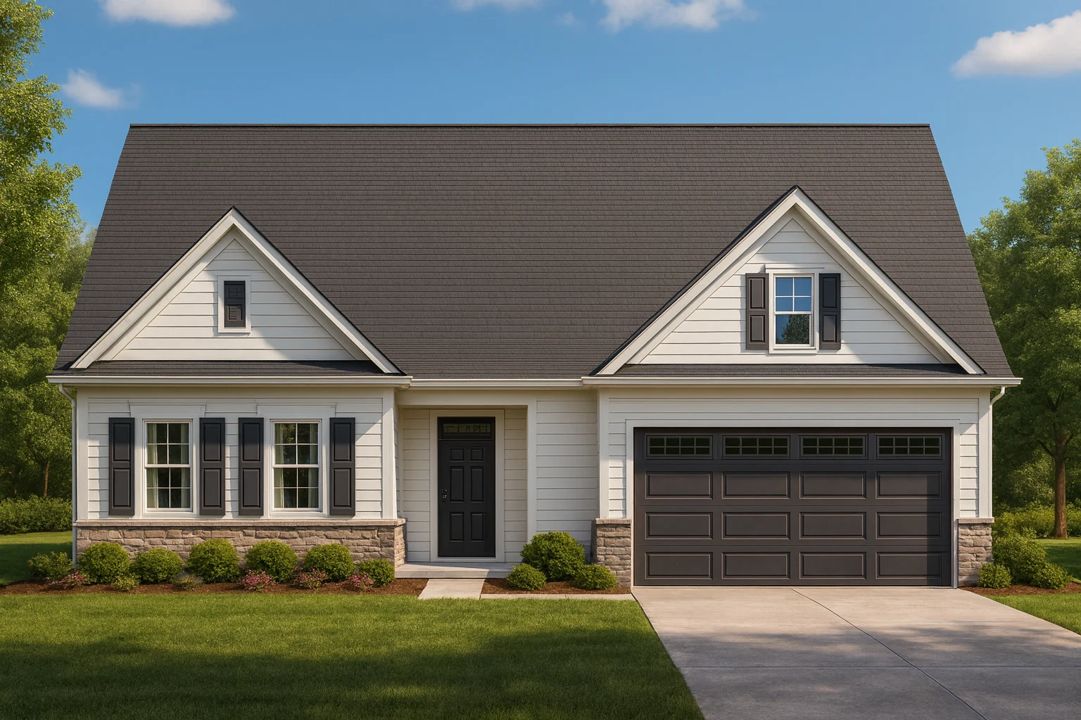Traditional Home Plan with 3 Bedrooms, 2-Car Garage & CAD Designs