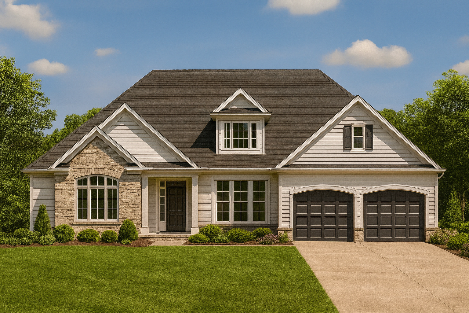 Transitional Ranch House Plan – 4 Bed, 1.5 Story with Bonus Room