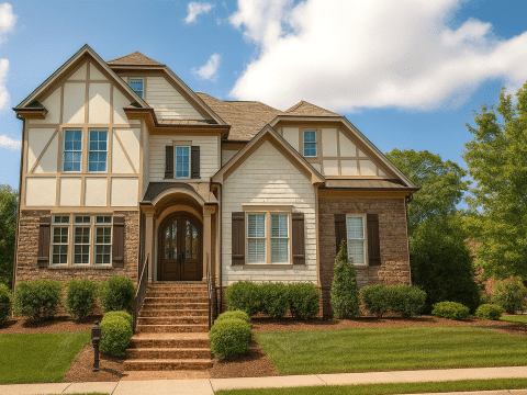Tudor House Plan with 2-Car Garage – 4 Beds, 4 Baths, 3195 Sq Ft of Classic Elegance
