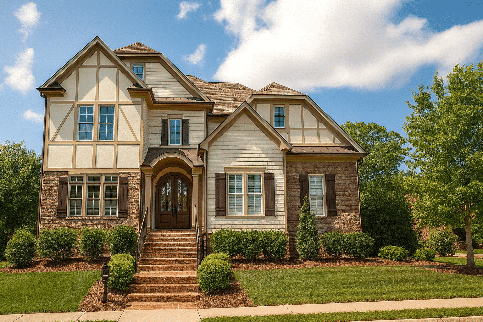 Tudor House Plan with 2-Car Garage – 4 Beds, 4 Baths, 3195 Sq Ft of Classic Elegance