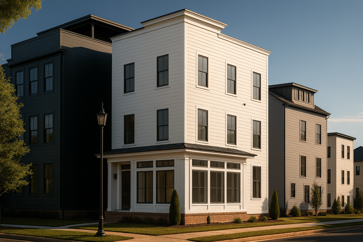 Urban Contemporary Narrow Lot 3-Story House Plan with Bonus Room and Open Layout