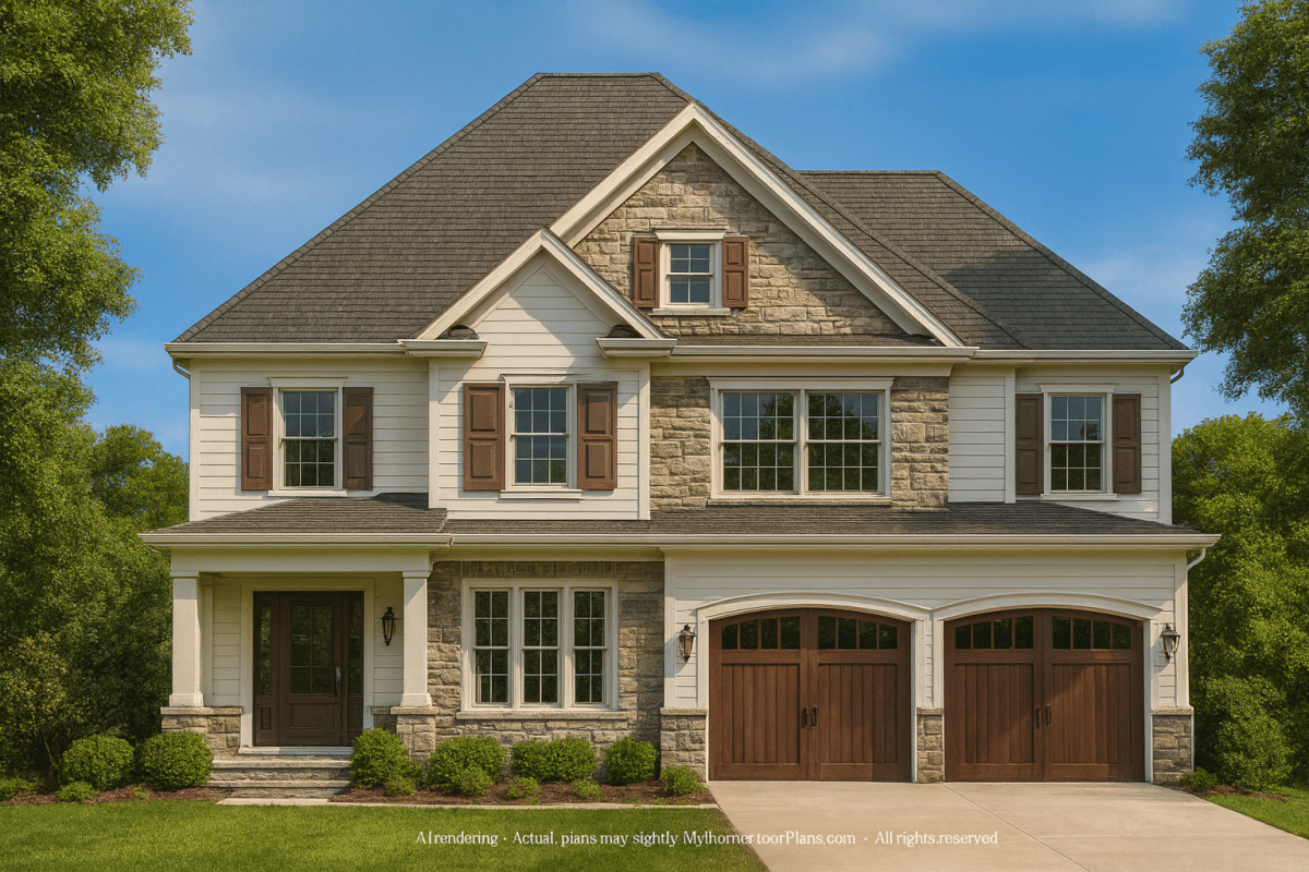 Colonial Revival Home Plan 4 Bed 2922 Sq Ft 2 Stories