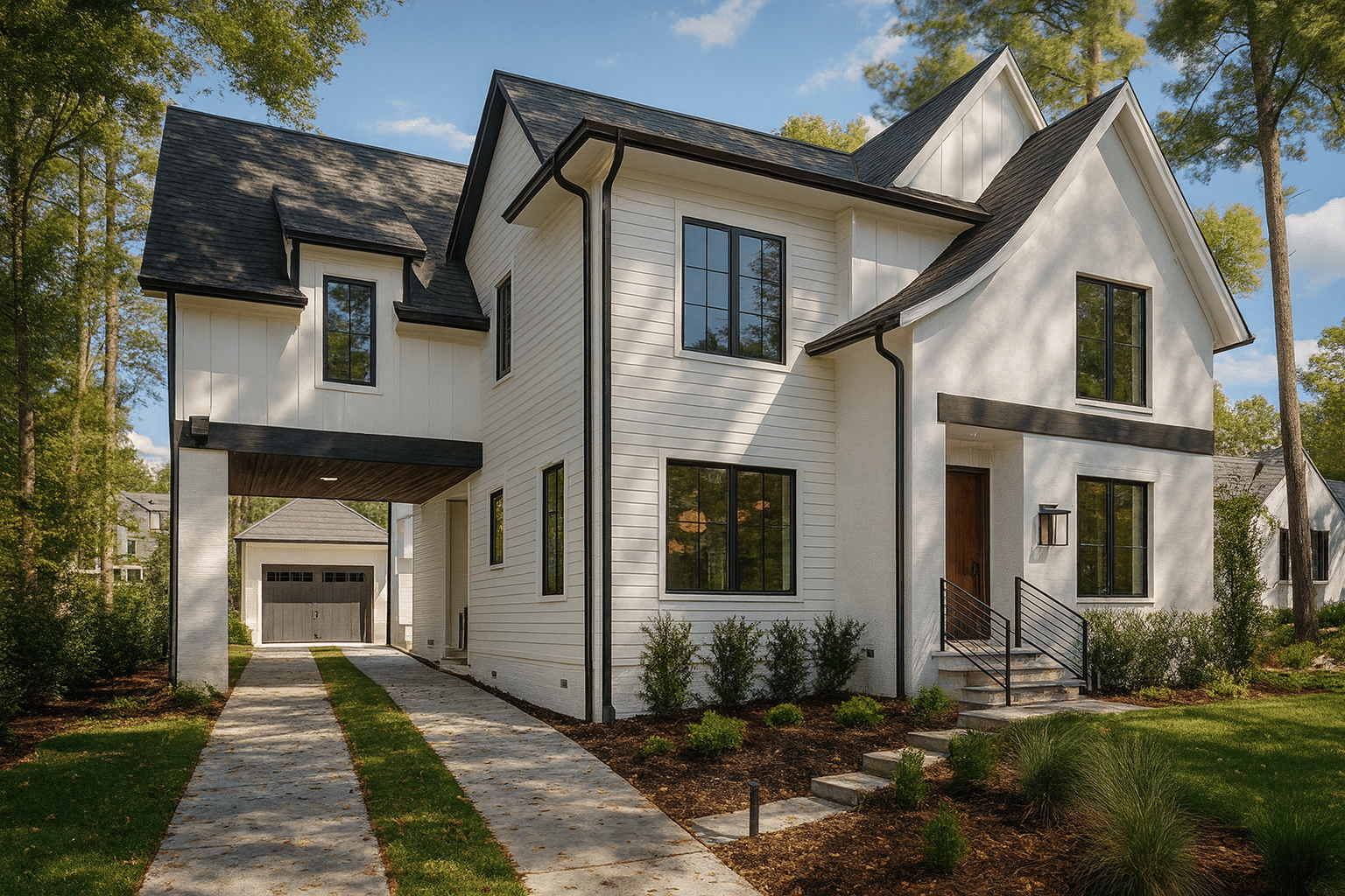 Modern Tudor Transitional House Plan 4 Beds 3265 Sq Ft With Porte Cochere