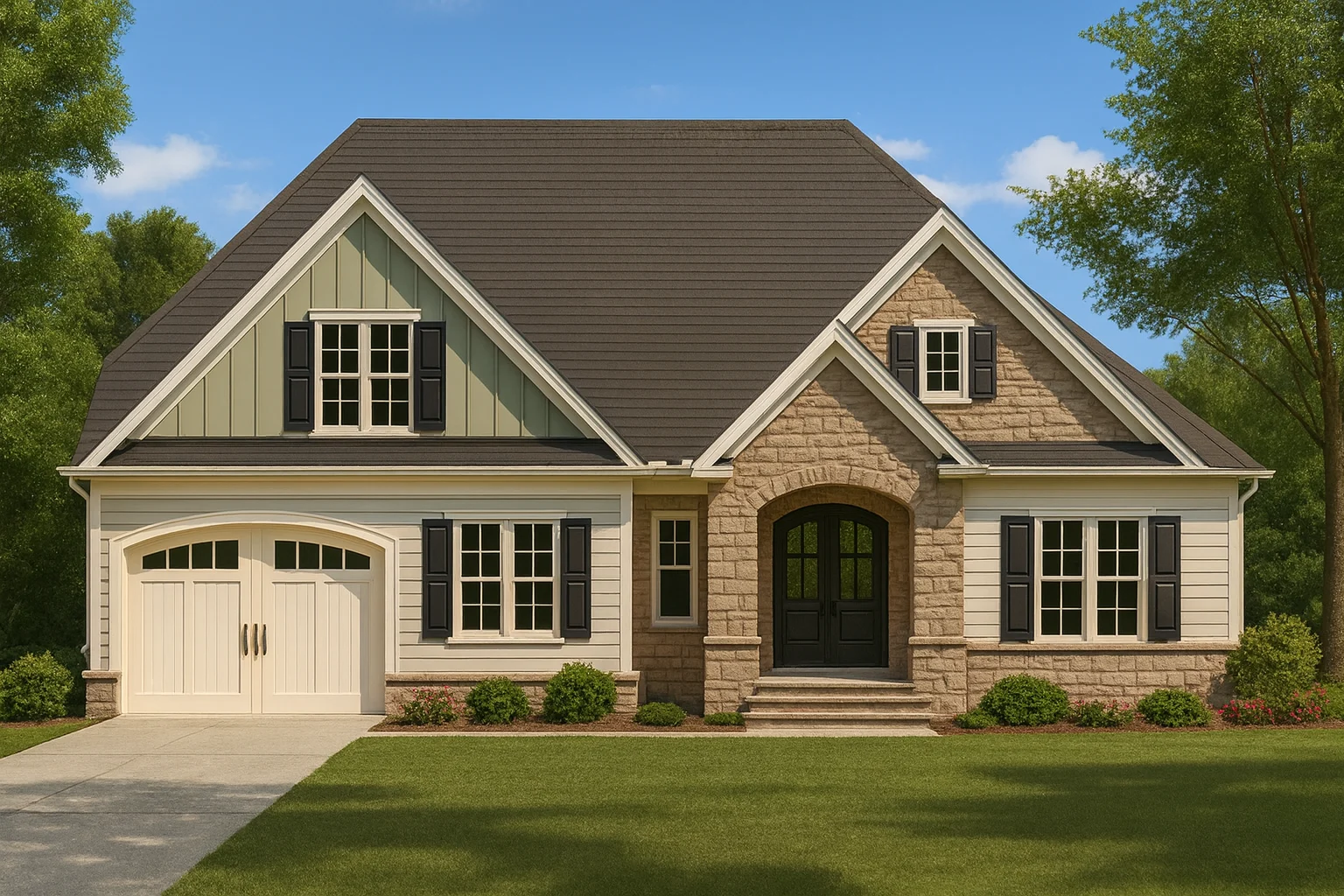 2-Story Luxury Home Plan with Brick Exterior and Screened Porch