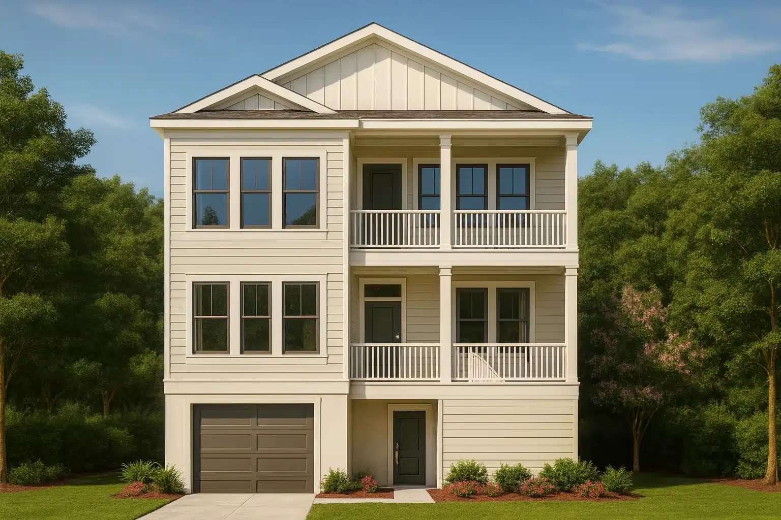 2-story coastal house plan featuring 4 bedrooms