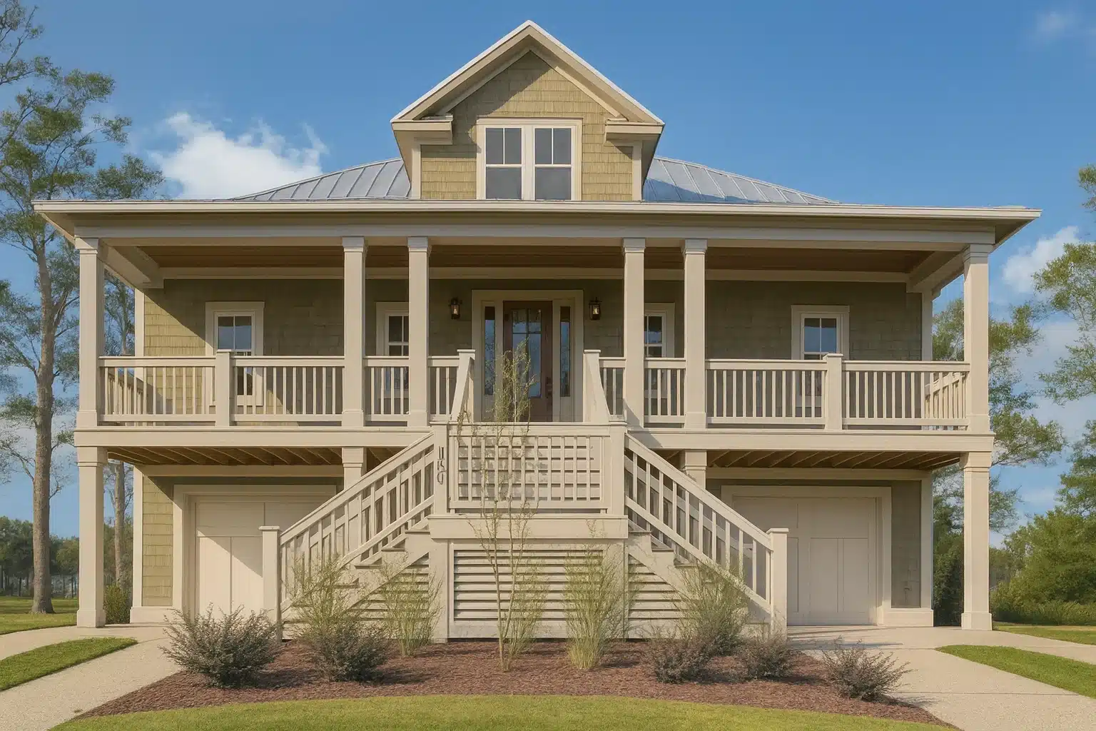 3-story coastal home plan with 3 bedrooms