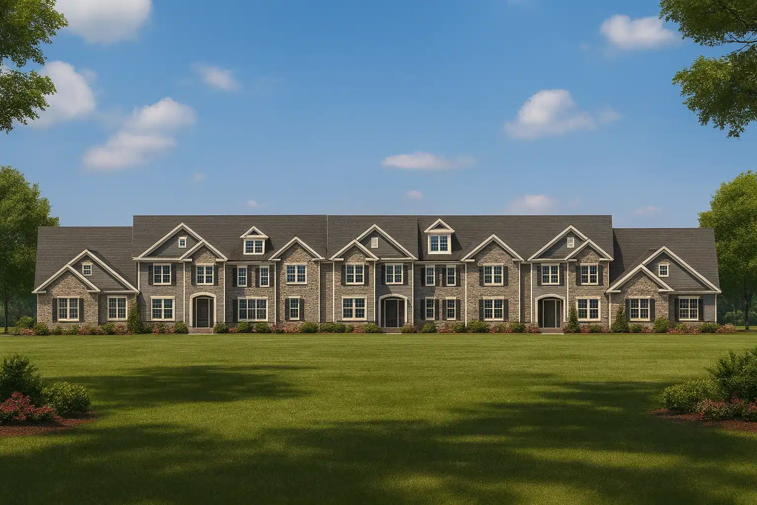 7-Unit Townhome Floor Plan with Vaulted Ceilings and CAD Designs