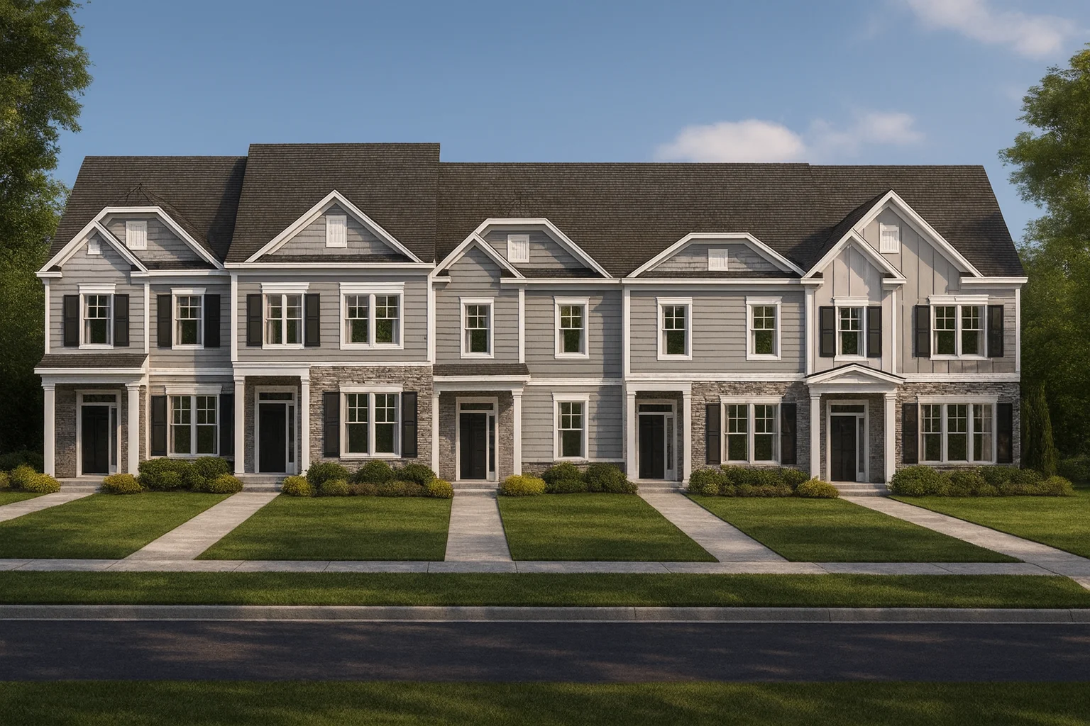 7-1947 5-UNIT TOWNHOUSE PLAN - Beautiful CAD House Plan with 3 Beds, 2.5 Baths, and Open Design