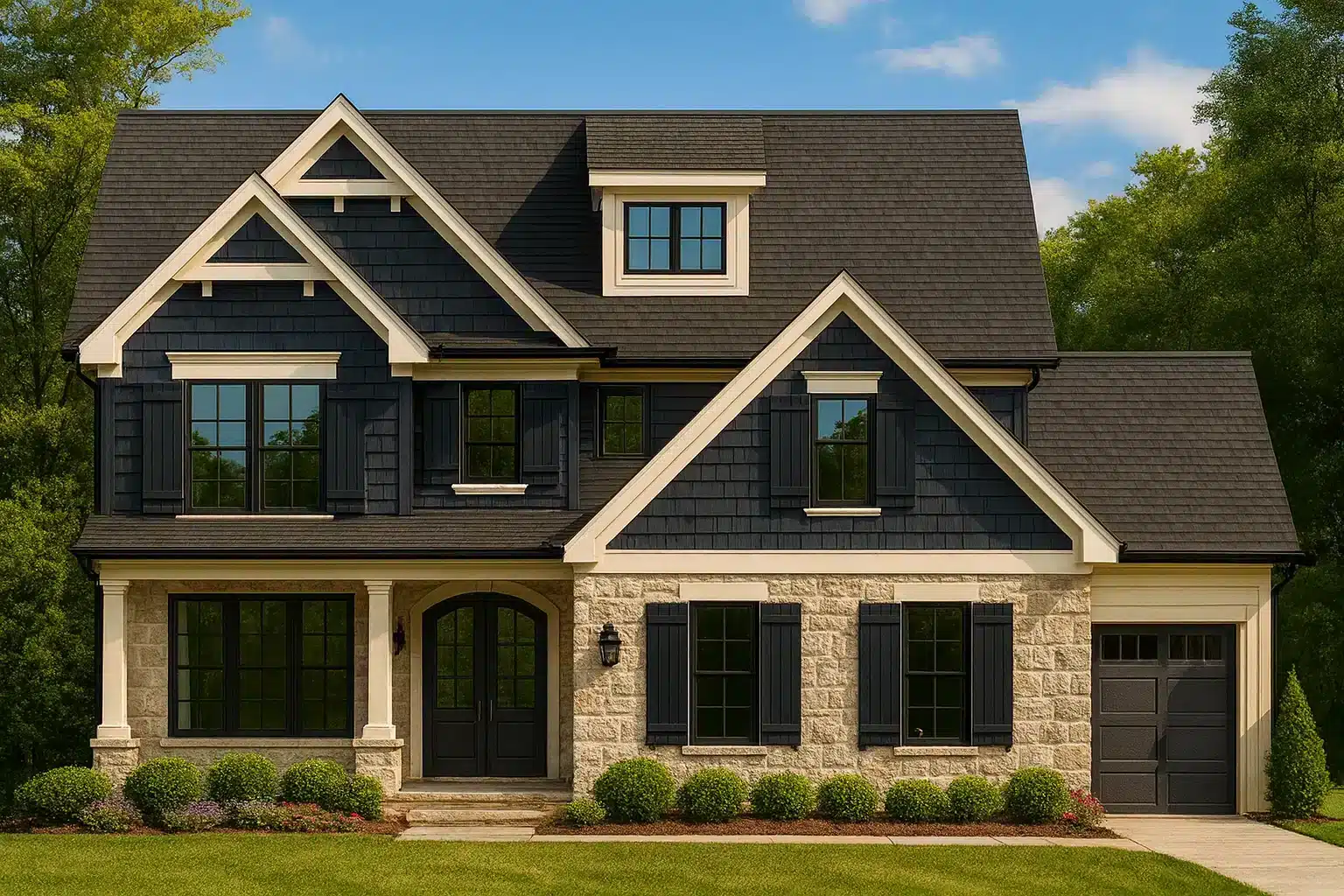 Craftsman Home Plan with 2 Floors, Garage, and Bonus Room