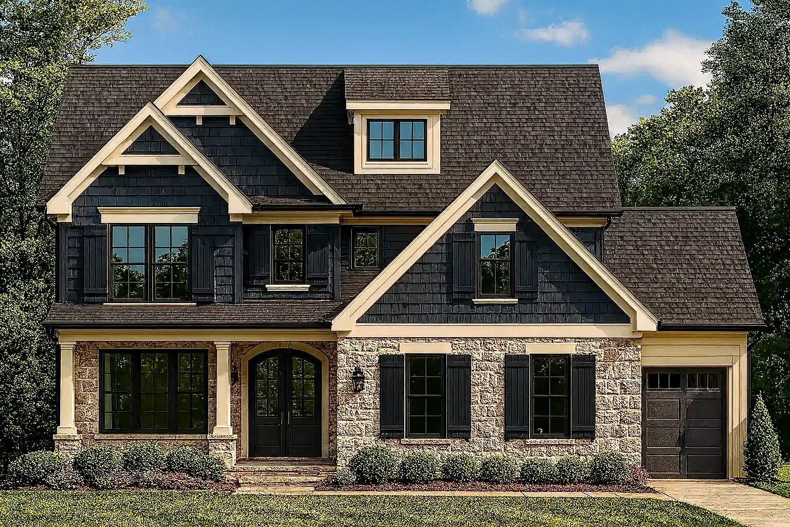 Craftsman Home Plan with 2 Floors, Garage, and Bonus Room