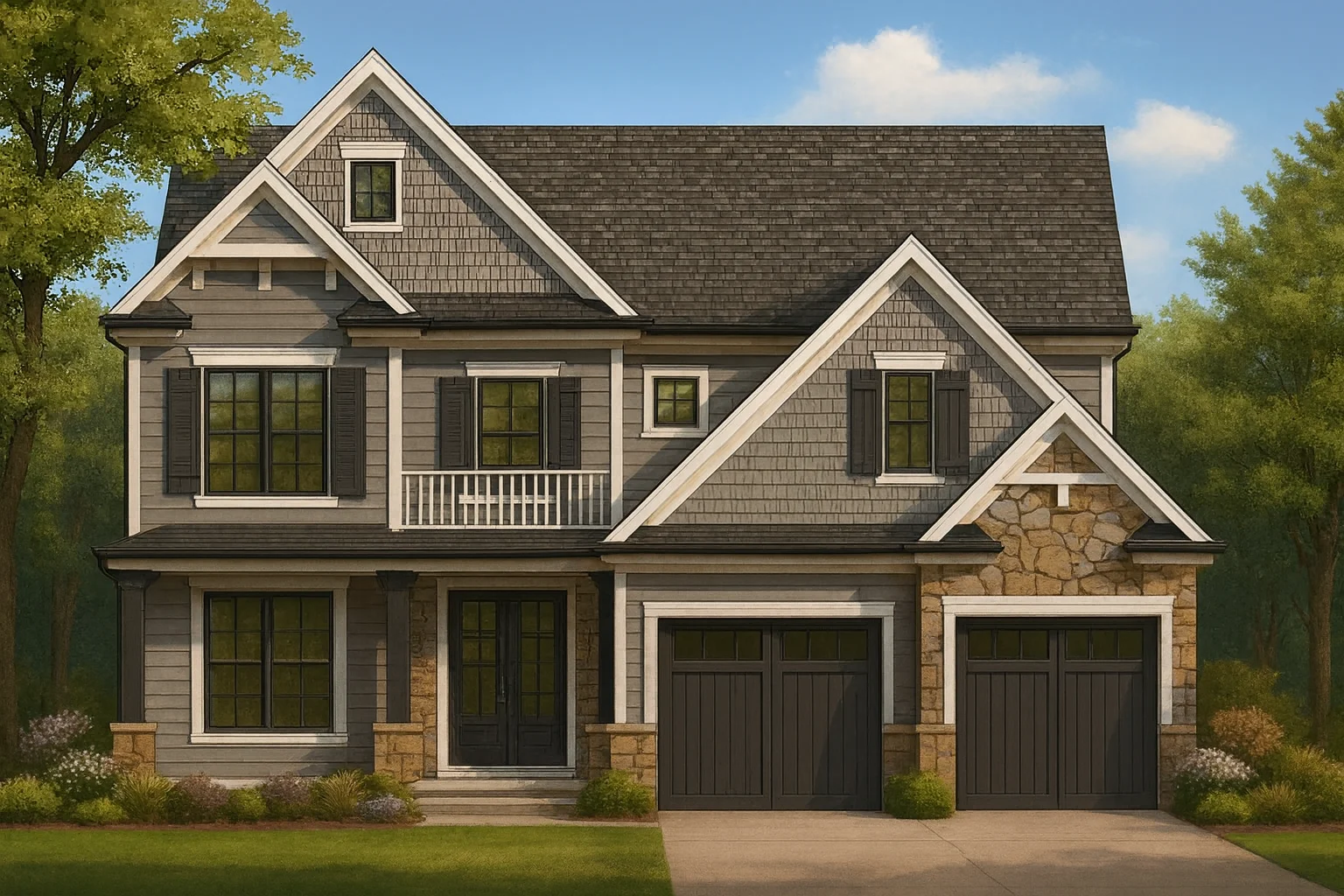 Craftsman Home Plan with 2-Story Floor Plan & CAD Designs