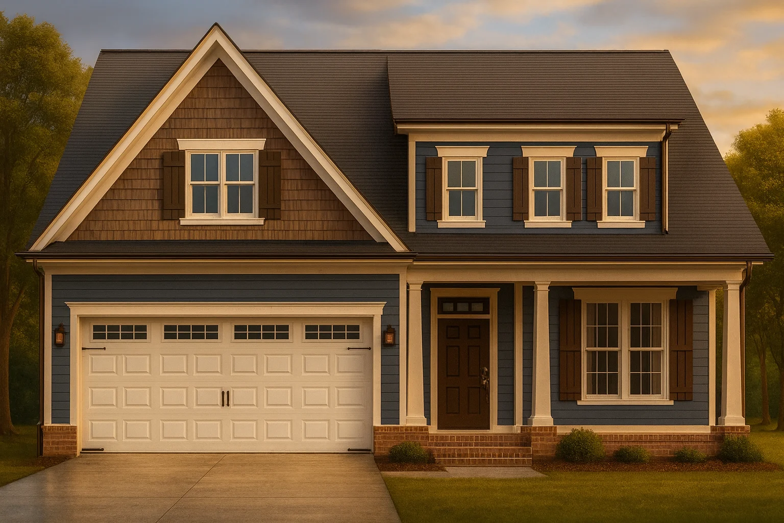 Craftsman house plan with 1,990 heated sq. ft., 1.5 stories