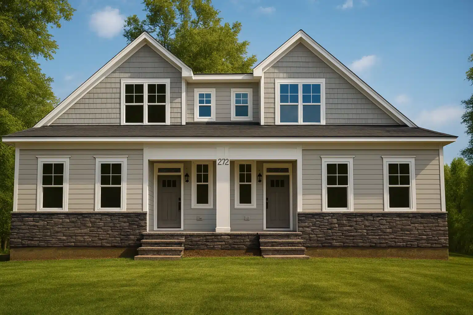 Efficient Duplex Home Plan with CAD Design & Floor Blueprint