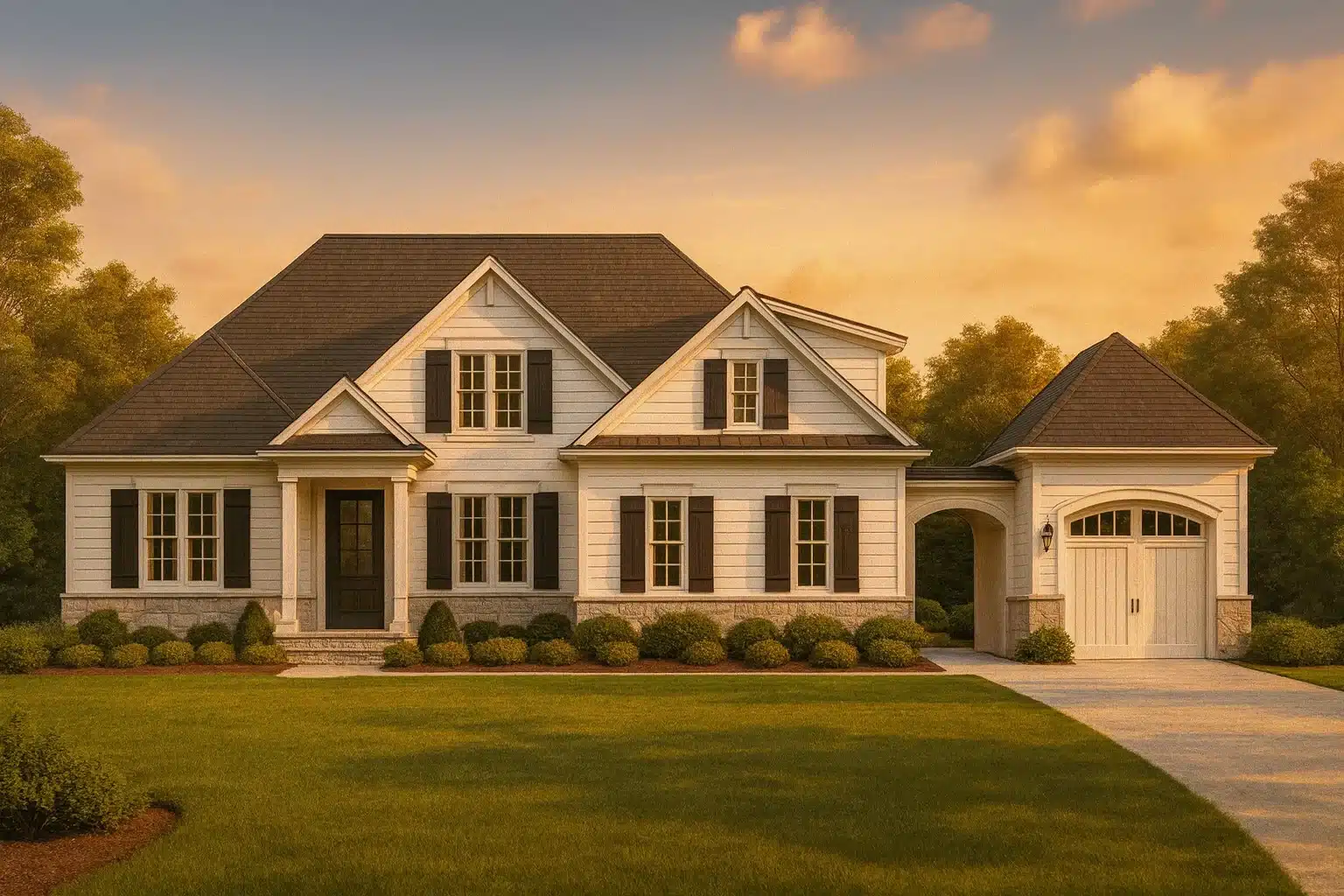 Elegant 2-Story French Country House Plan with Brick & Stone Exterior