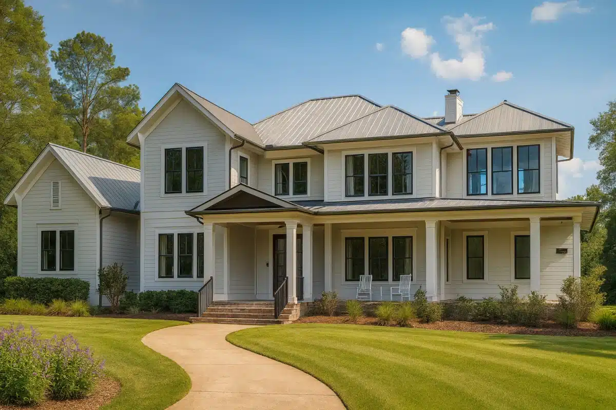 Elegant 2-Story House Plan with Coastal Architecture and CAD Blueprint