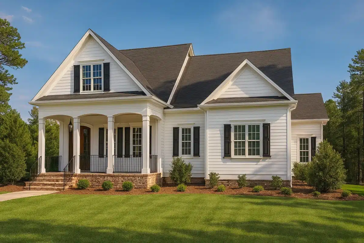 Elegant 2-Story Southern House Plan with Vaulted Ceilings & CAD Blueprint
