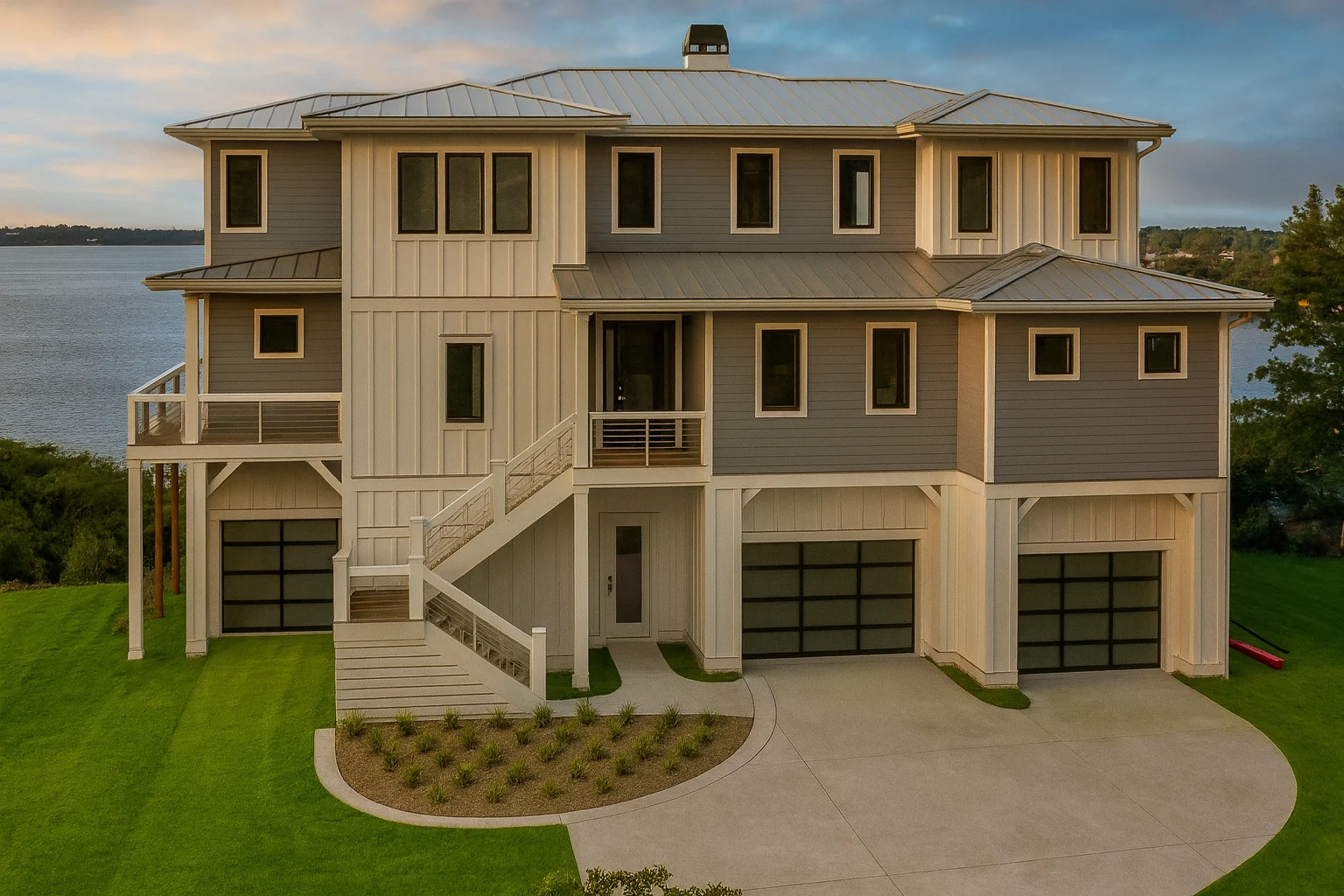 Elegant 3-Story Coastal House Plan with Modern Layout