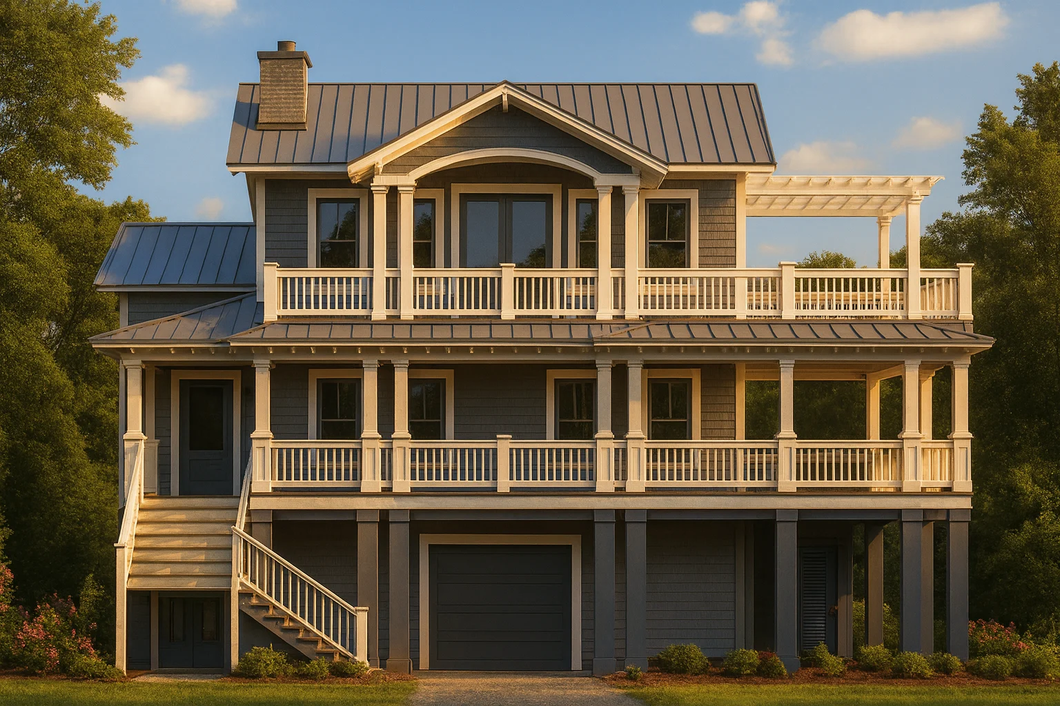 Elegant Beach Home Plan with CAD Blueprint & Unique Designs