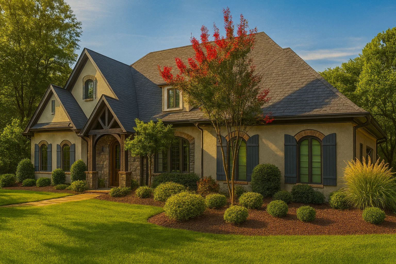 Elegant French Country Ranch House Plan with Vaulted Ceilings