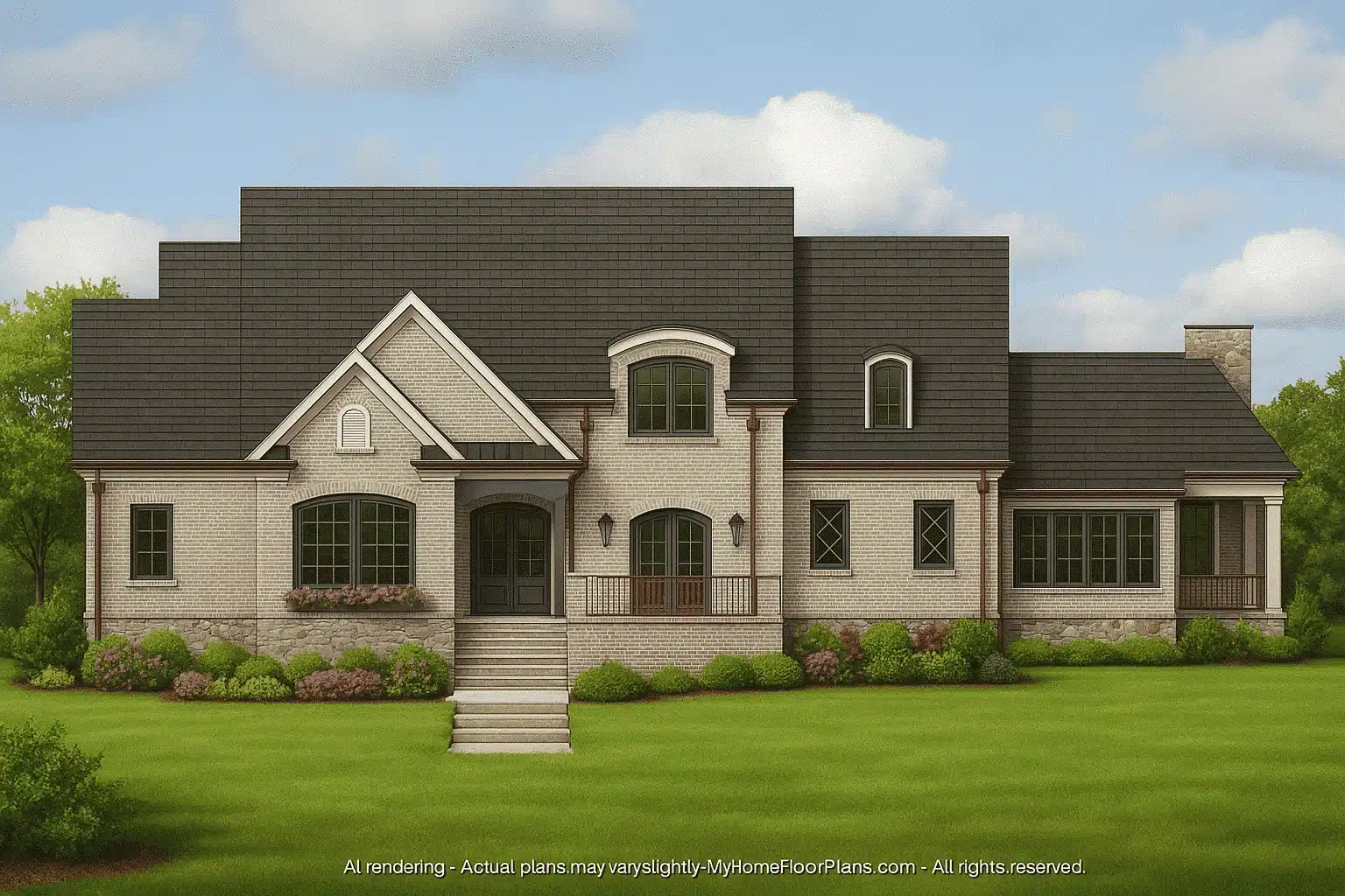 French Country house plan featuring 4,604 heated sq. ft.