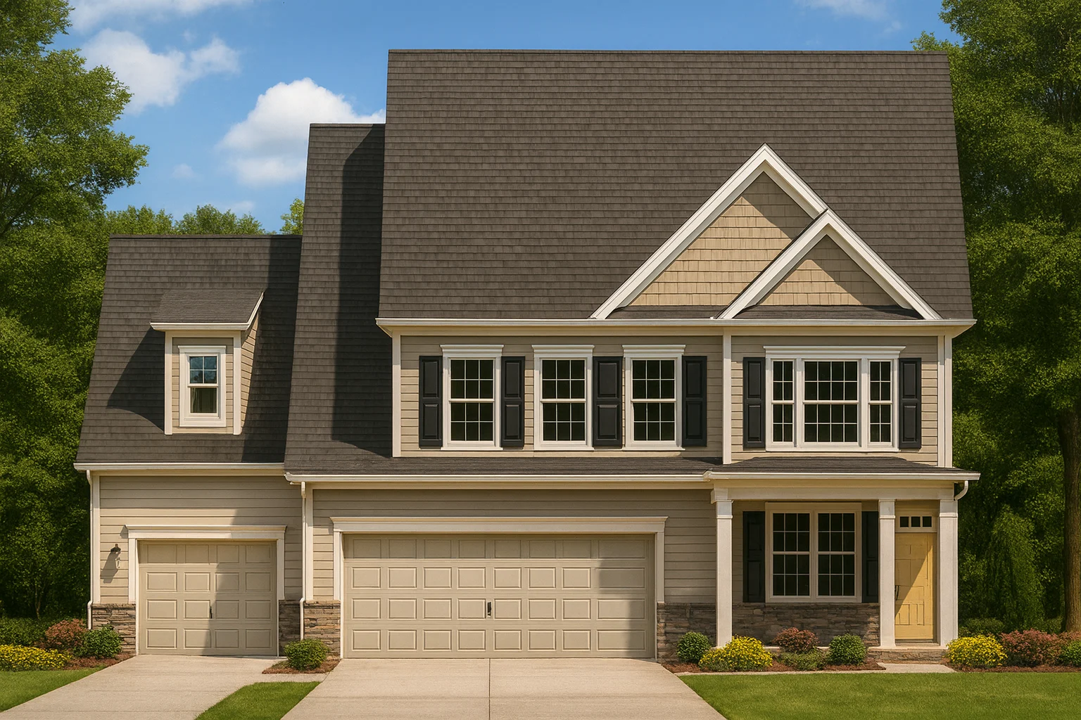 Modern 3-Story Suburban House Plan with Open Layout and Bonus Room