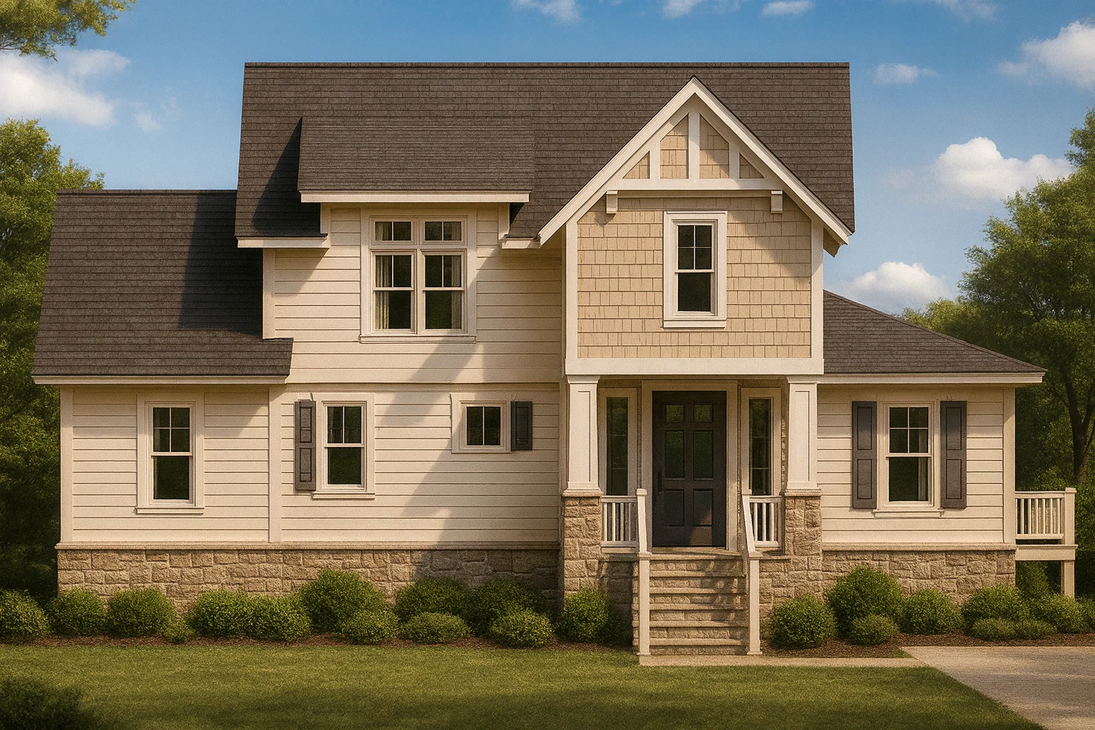 Modern Beach Bungalow Home Plan with Detached Golf Cart Garage