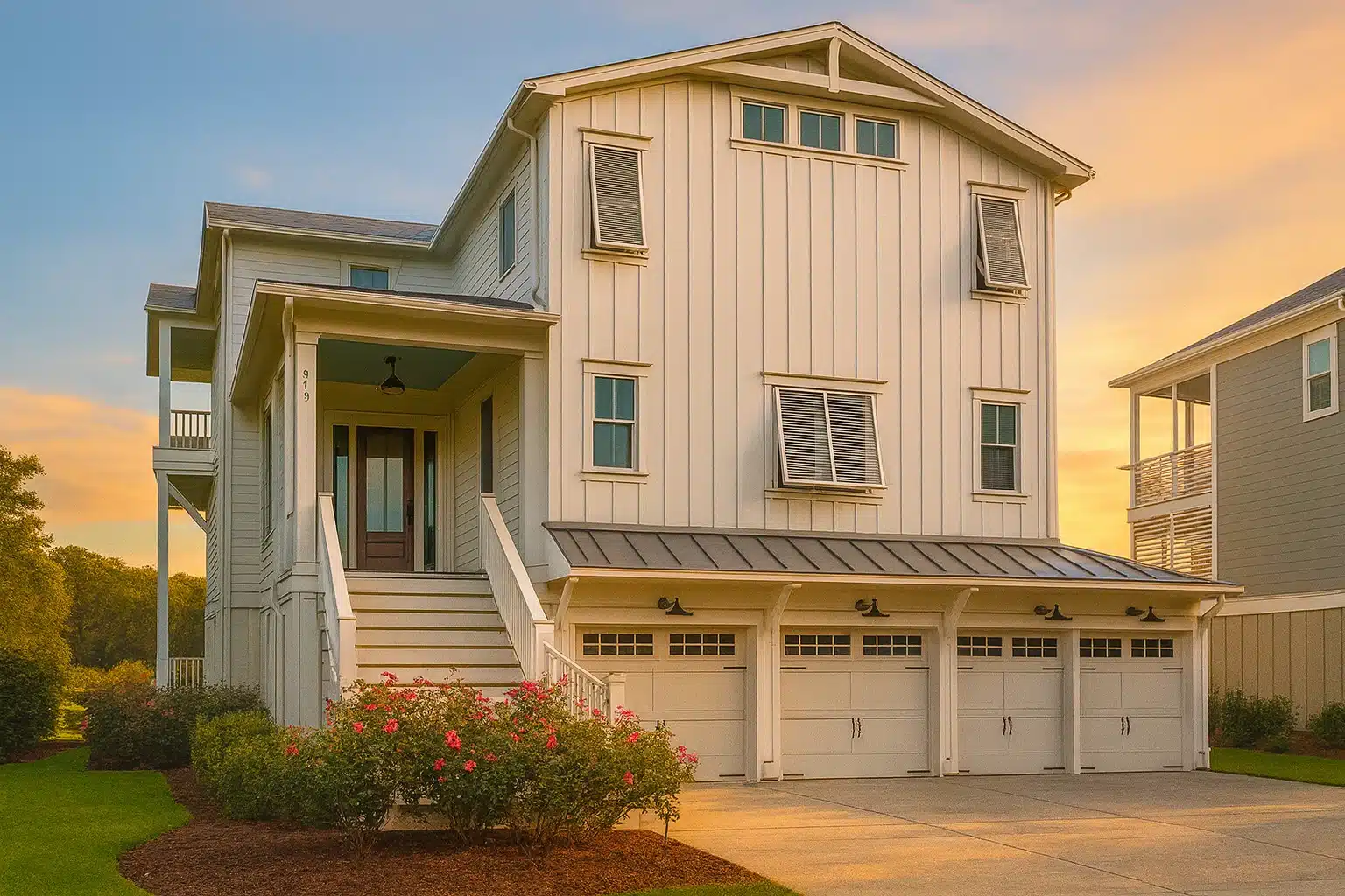 Modern Beach House Blueprint with 3 Floors & Coastal Designs