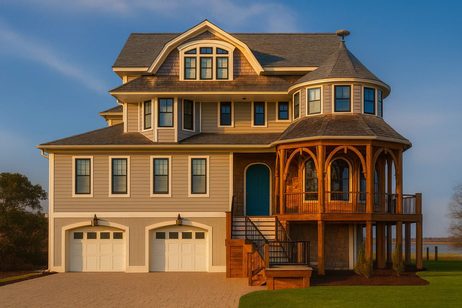 Modern Coastal Home Plan with 4 Floors and Elegant CAD Designs