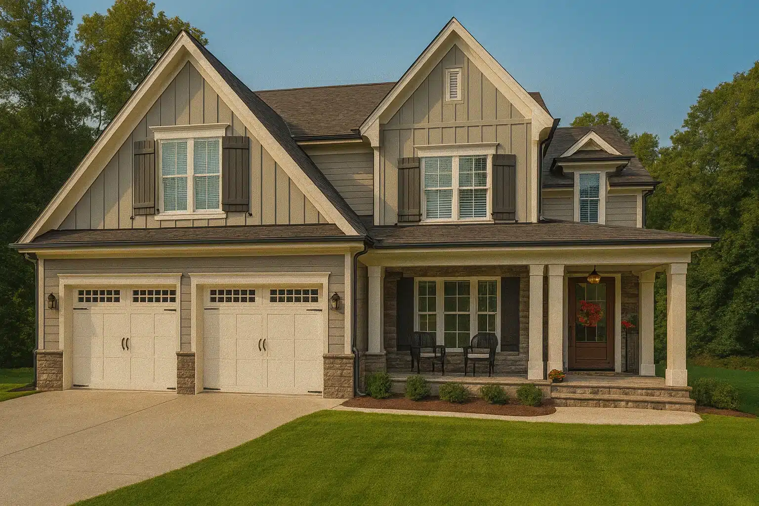 Modern Craftsman Home Plan with Detailed Floor Blueprint