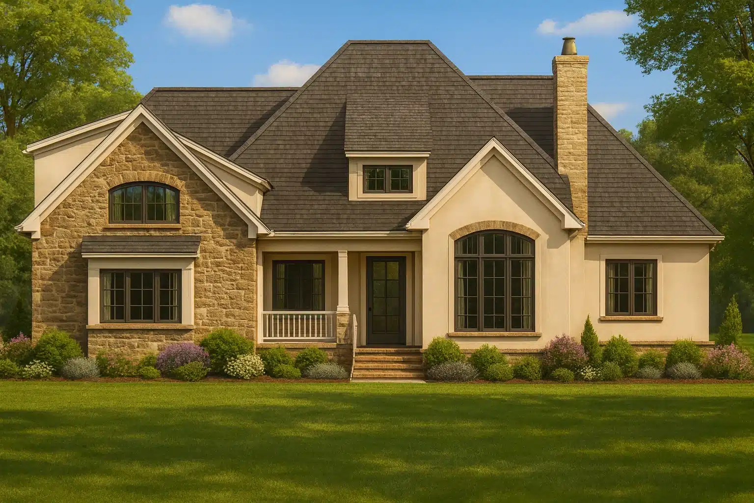 Modern Home Plan with Open Floor Plan & Vaulted Ceilings