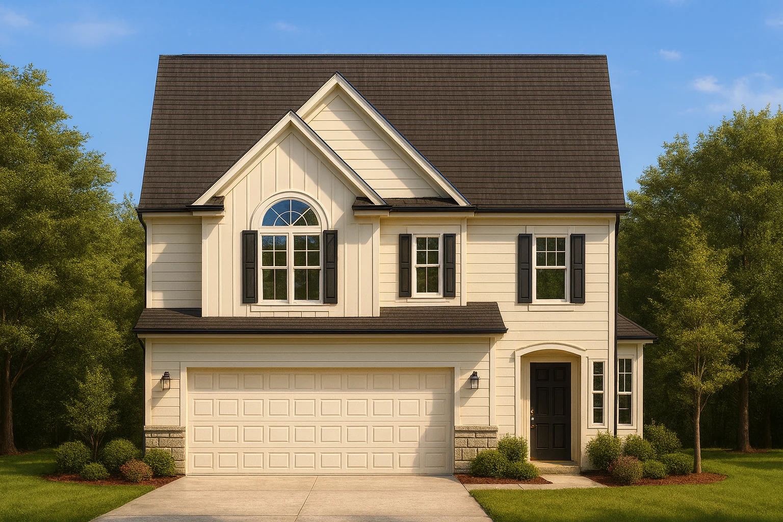 Modern Suburban House Plan with 2 Stories & 3 Bedrooms