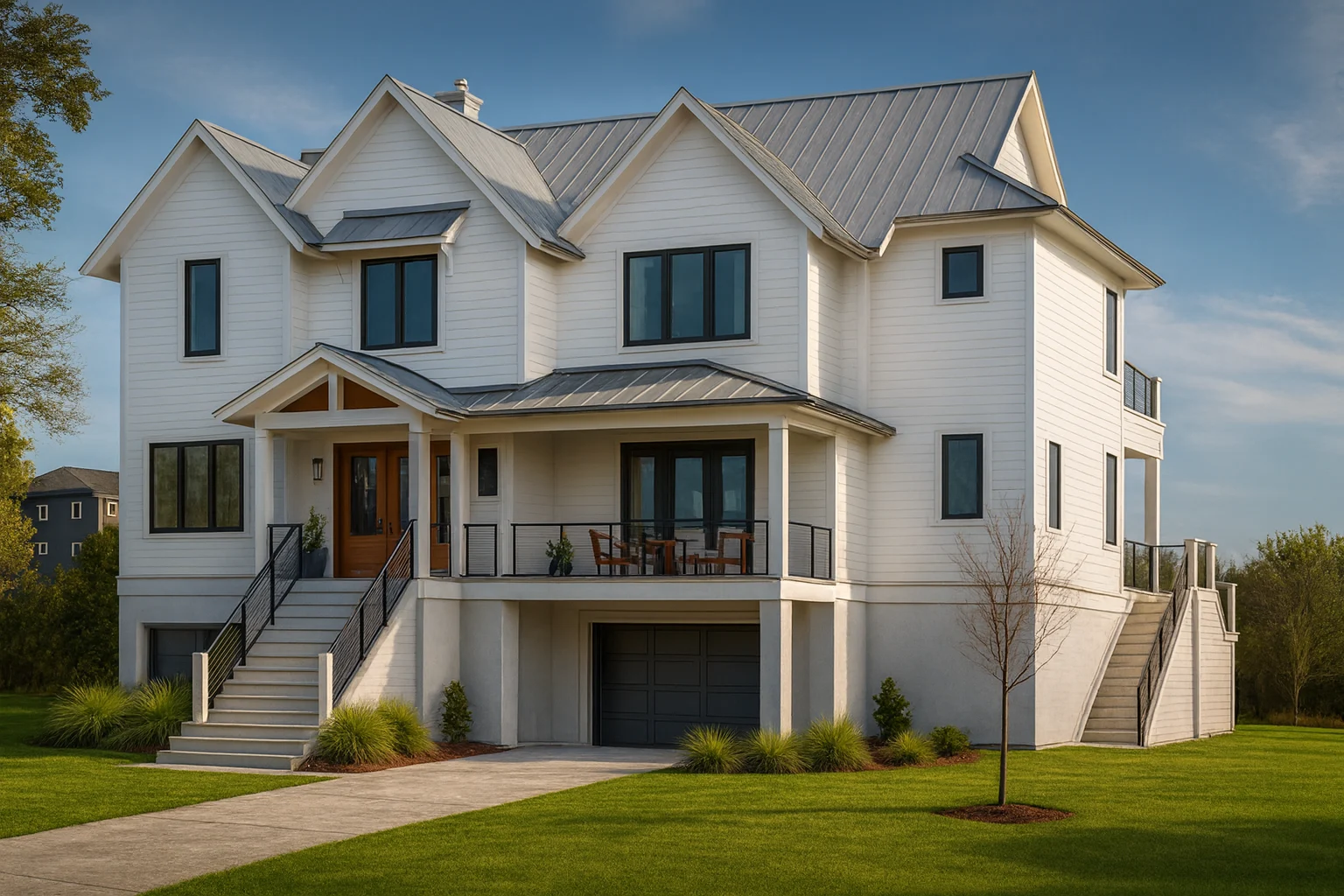 Spacious Beach Home Plan with 3 Floors and Modern Designs