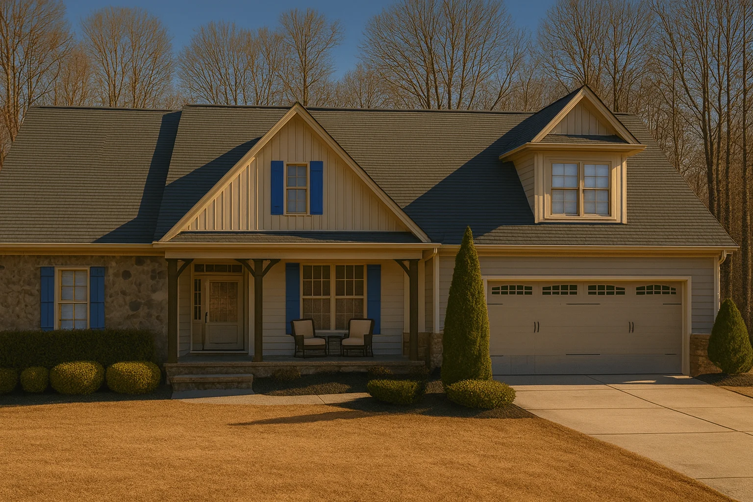 12-2177 HOUSE PLAN - Ranch-Style Craftsman Home Plan with 3 Bedrooms and 2-Car Garage