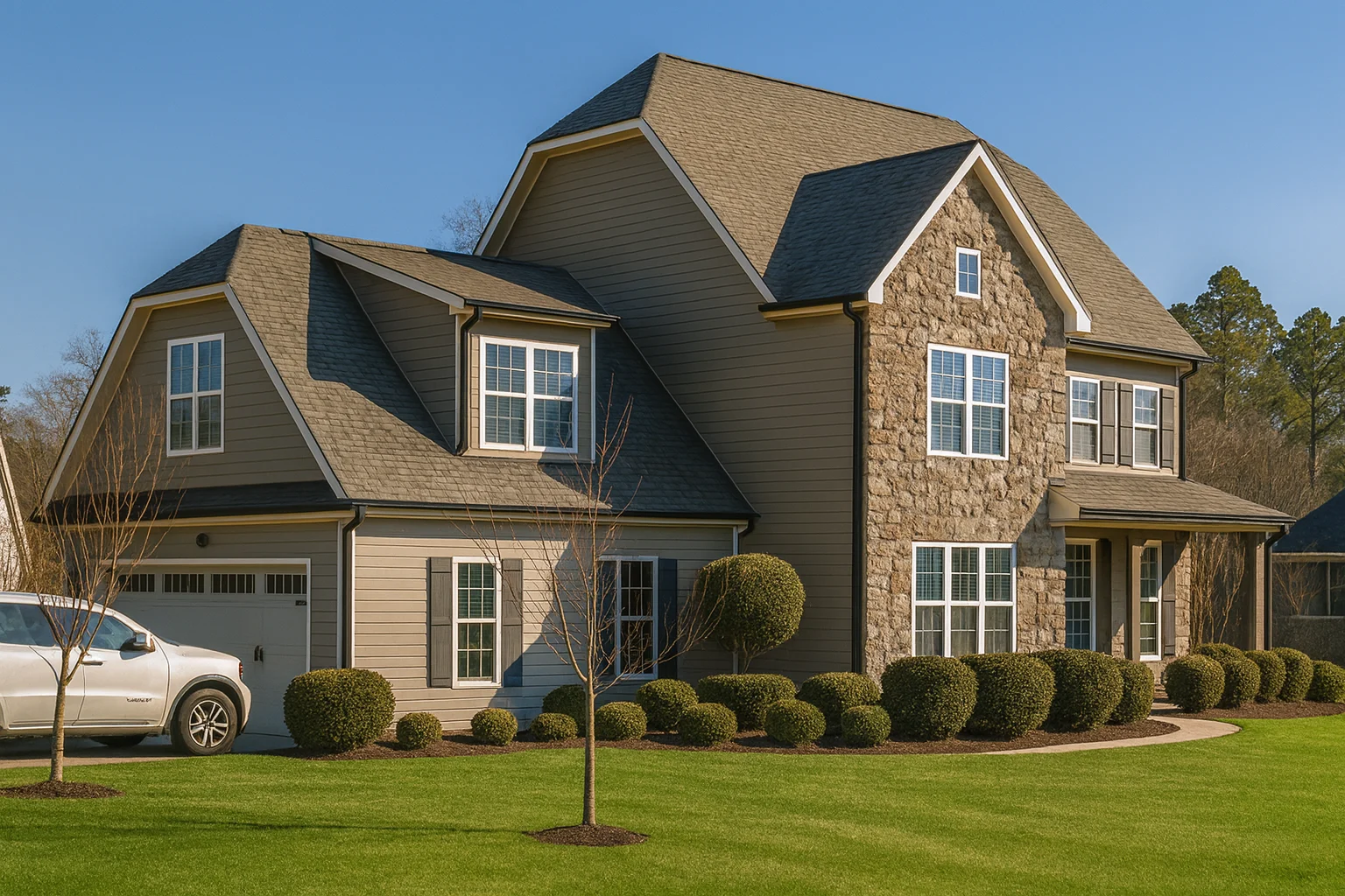 12-1052 HOUSE PLAN - Colonial Revival 3-Bedroom Home Plan with Stone Exterior