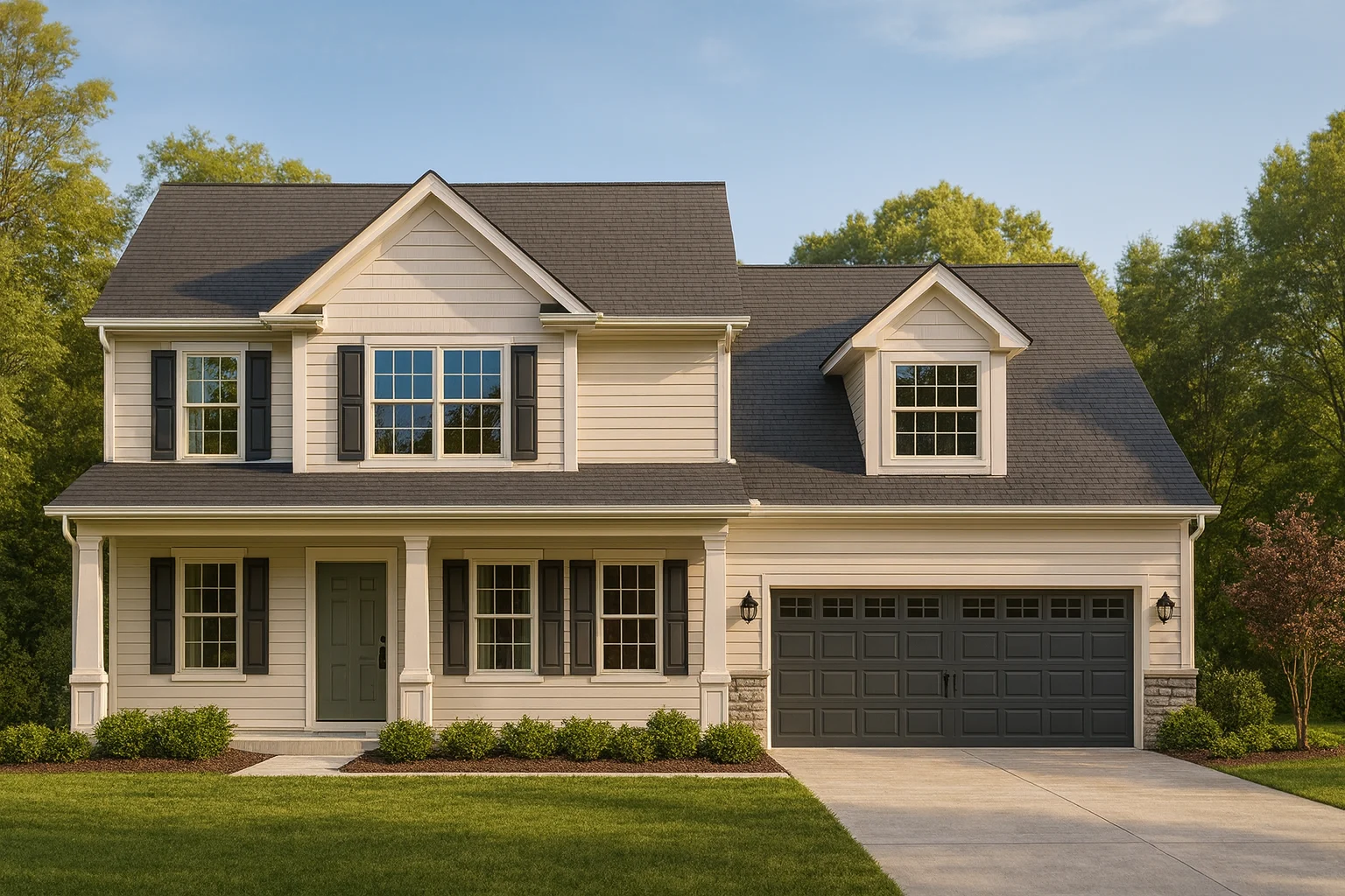 modern 2-story house plan with 3 bedrooms, 2.5 baths